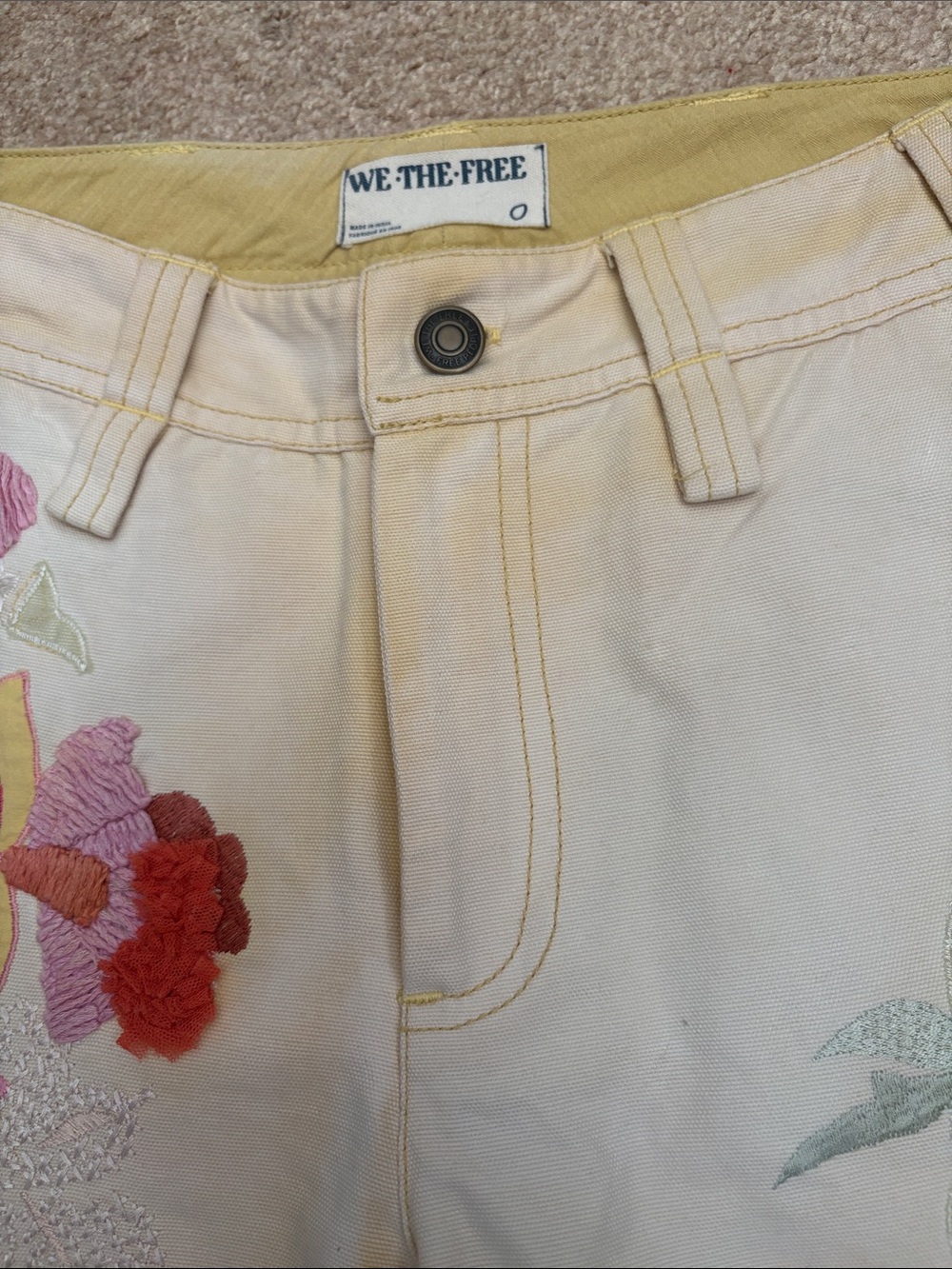 We The Free Cream Embroidered Floral Wide-Leg Pants - Picture 3 of 14